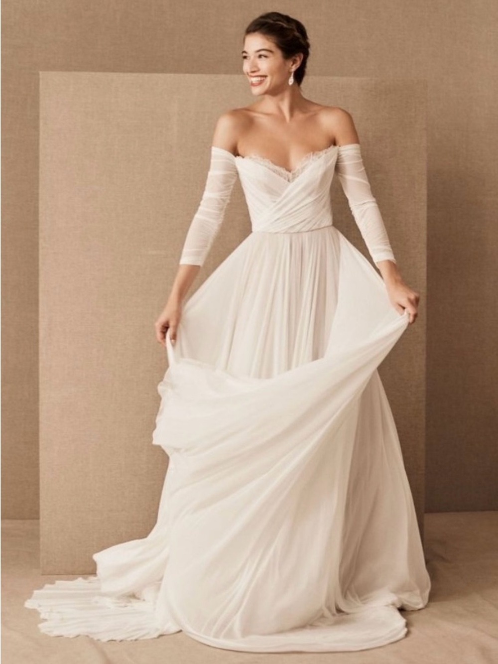 BHLDN Wtoo by Watters Off-the-Shoulder Ivory Bridal Gown